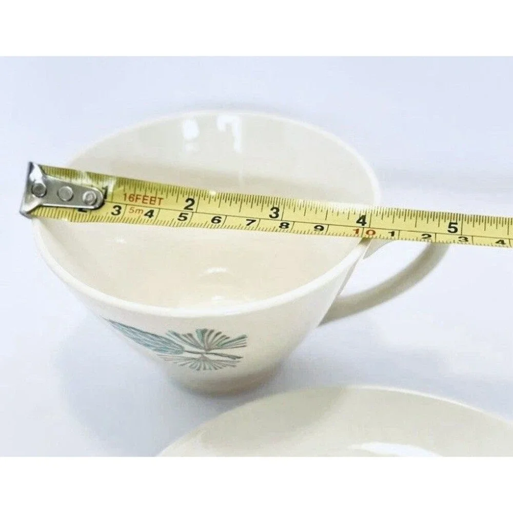 Vintage Marcrest Blue Spruce Pinecone Cup & Saucer 6oz Ivory MCM USA - Picture 7 of 9